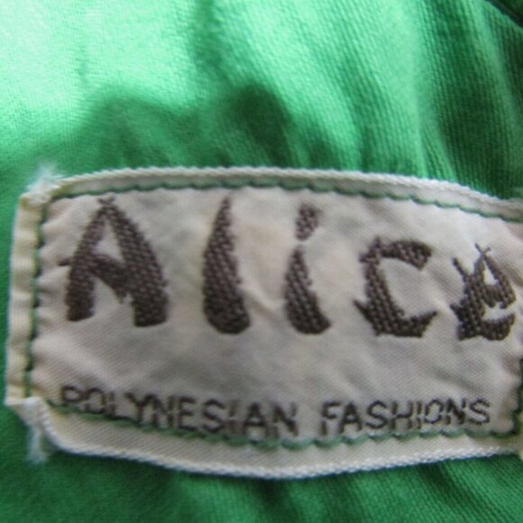 VTG 60s 70s ALICE HAWAIIAN Tropical Luau Mod Green Floral DROP WAIST Dress M - Picture 8 of 9
